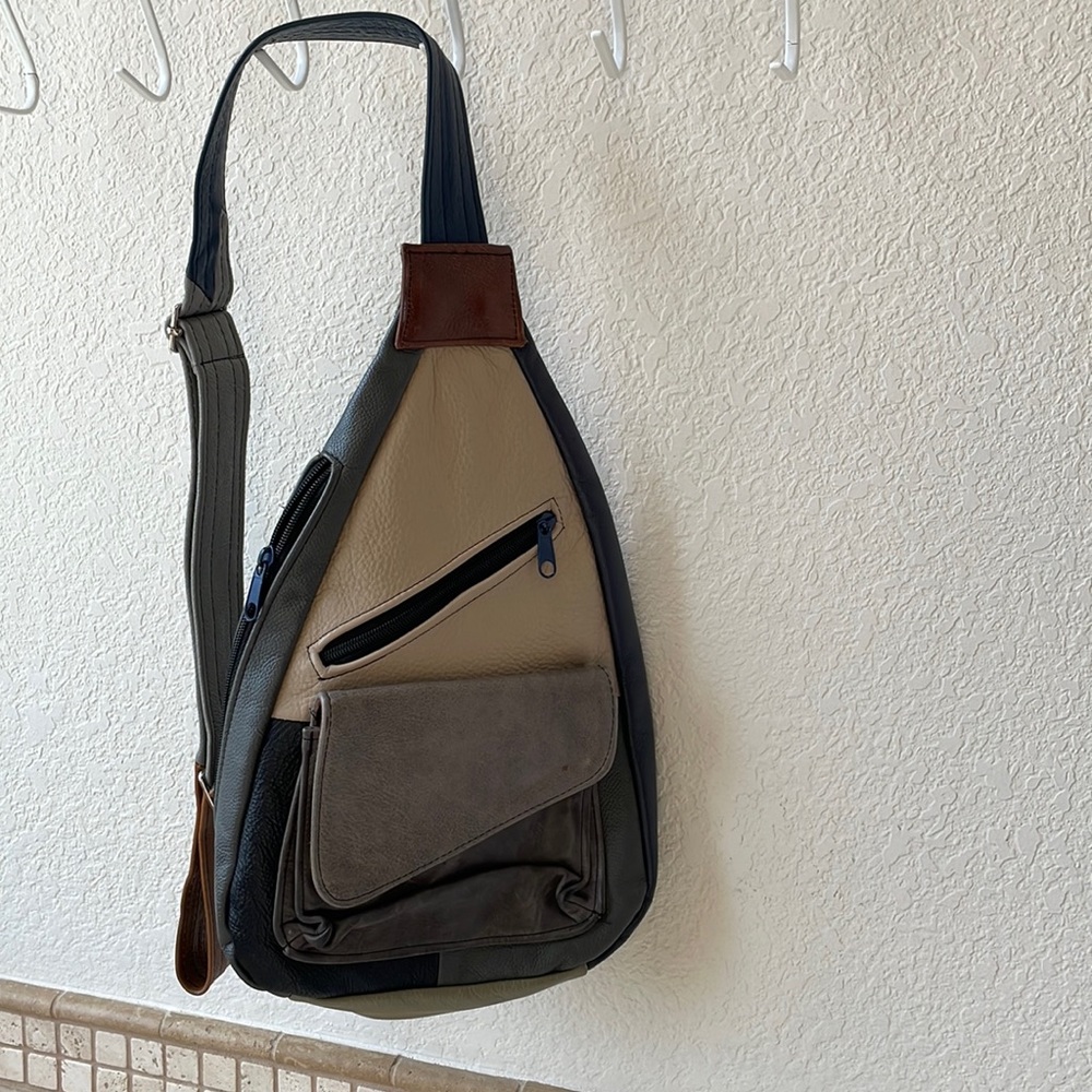 Leather crossbody backpack